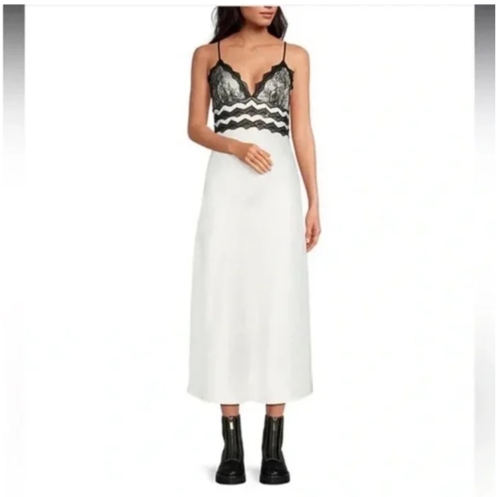 Gianni Bini x Nastia Liukin Nastia Satin Lace Midi Slip Dress